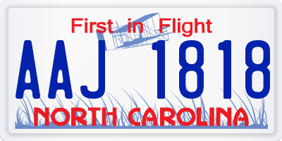 NC license plate AAJ1818