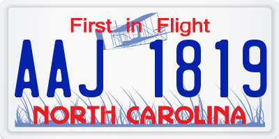 NC license plate AAJ1819