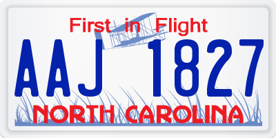 NC license plate AAJ1827