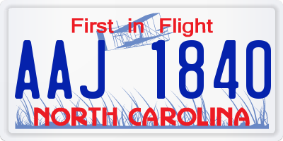 NC license plate AAJ1840