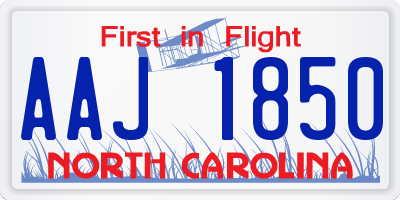 NC license plate AAJ1850