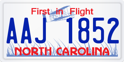 NC license plate AAJ1852