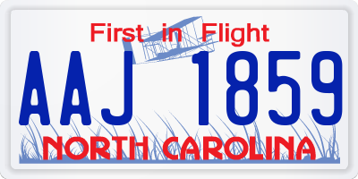 NC license plate AAJ1859