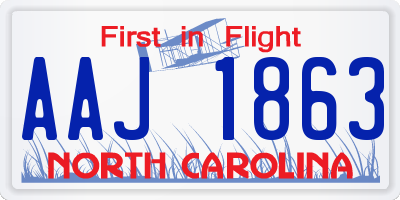 NC license plate AAJ1863