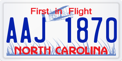 NC license plate AAJ1870