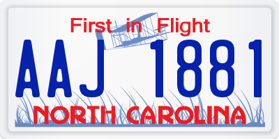 NC license plate AAJ1881