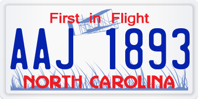 NC license plate AAJ1893