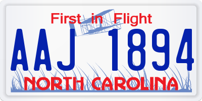 NC license plate AAJ1894