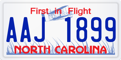 NC license plate AAJ1899