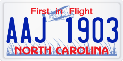 NC license plate AAJ1903