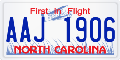NC license plate AAJ1906