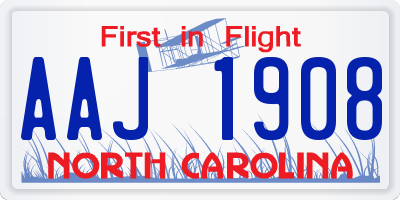 NC license plate AAJ1908