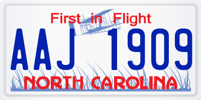 NC license plate AAJ1909