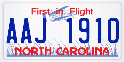 NC license plate AAJ1910