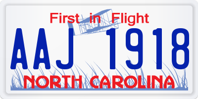 NC license plate AAJ1918