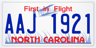 NC license plate AAJ1921