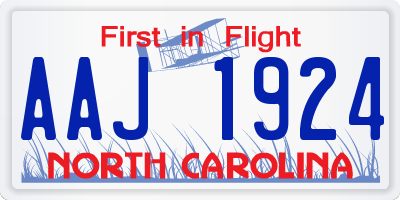 NC license plate AAJ1924