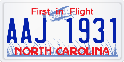 NC license plate AAJ1931