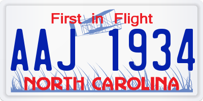 NC license plate AAJ1934