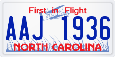 NC license plate AAJ1936