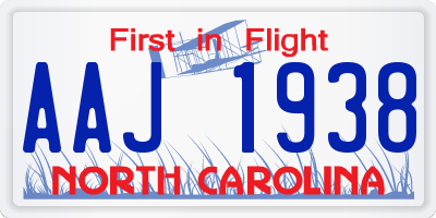 NC license plate AAJ1938
