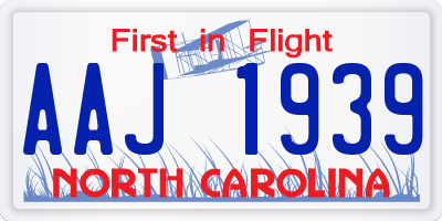 NC license plate AAJ1939