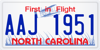 NC license plate AAJ1951