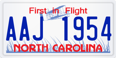 NC license plate AAJ1954