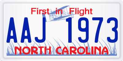 NC license plate AAJ1973