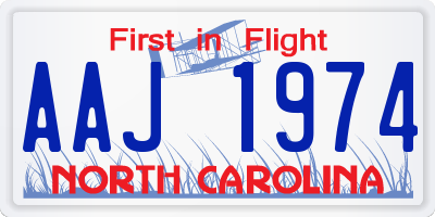 NC license plate AAJ1974