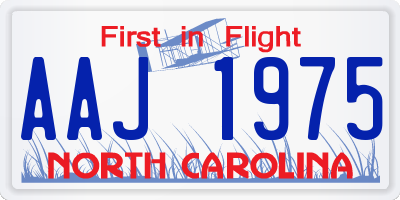 NC license plate AAJ1975