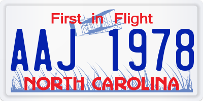 NC license plate AAJ1978