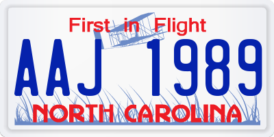 NC license plate AAJ1989