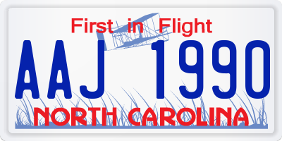 NC license plate AAJ1990