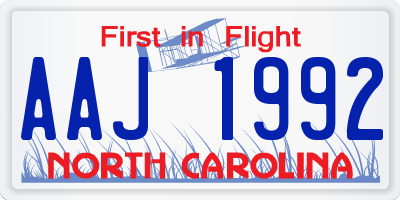 NC license plate AAJ1992