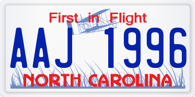 NC license plate AAJ1996