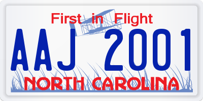 NC license plate AAJ2001