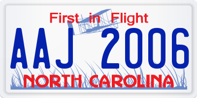 NC license plate AAJ2006