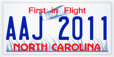 NC license plate AAJ2011