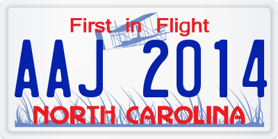 NC license plate AAJ2014