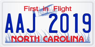 NC license plate AAJ2019