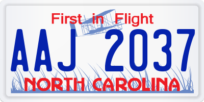 NC license plate AAJ2037