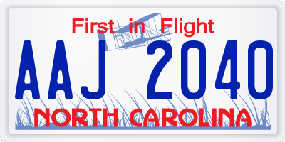 NC license plate AAJ2040
