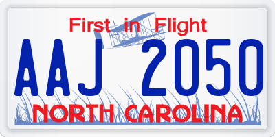 NC license plate AAJ2050