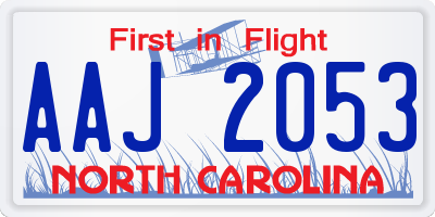 NC license plate AAJ2053