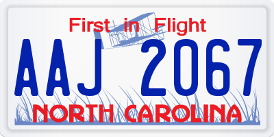 NC license plate AAJ2067