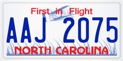 NC license plate AAJ2075