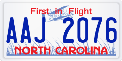 NC license plate AAJ2076