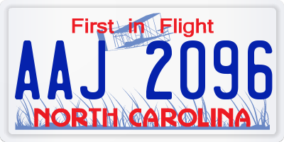 NC license plate AAJ2096
