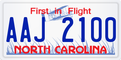 NC license plate AAJ2100